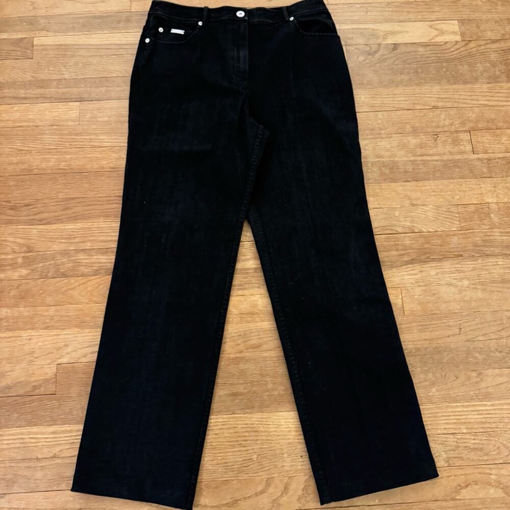 ST John Sport black wide leg high-rise jeans pants size 12
 b31